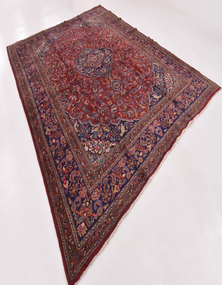 Detail image of 9' 7 x 12' 6 Hand Knotted Mashad Persian Wool Rug