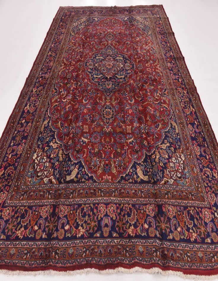 Detail image of 9' 7 x 12' 6 Hand Knotted Mashad Persian Wool Rug