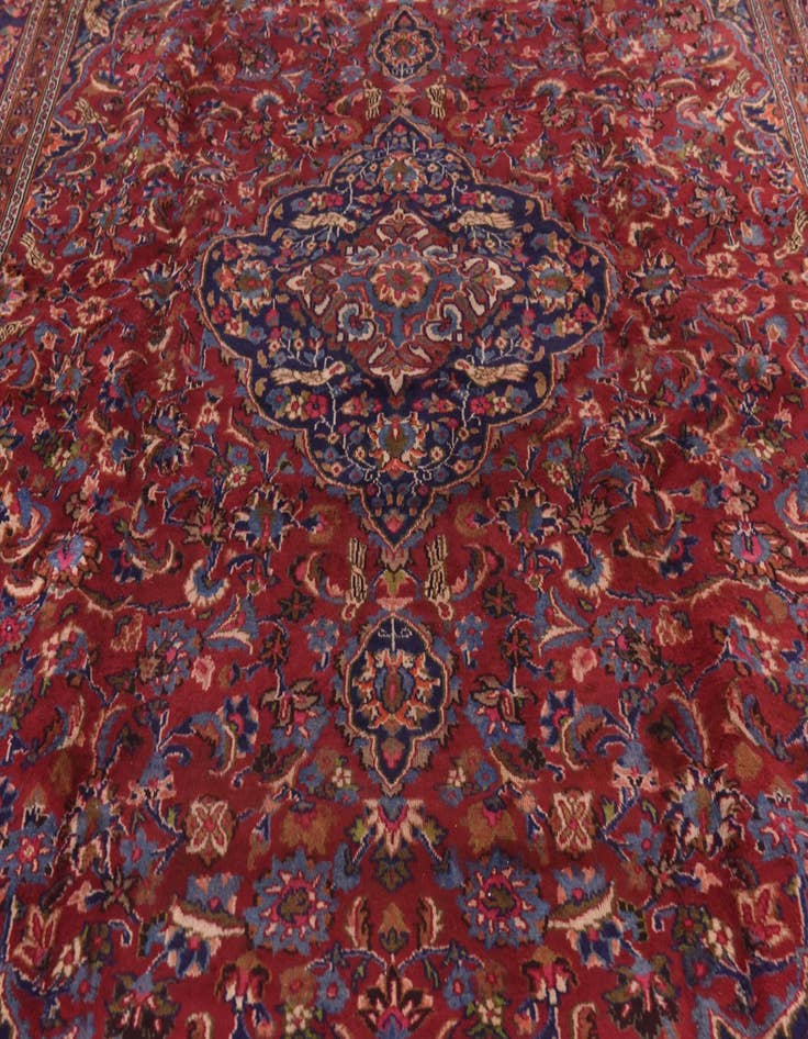 Detail image of 9' 7 x 12' 6 Hand Knotted Mashad Persian Wool Rug