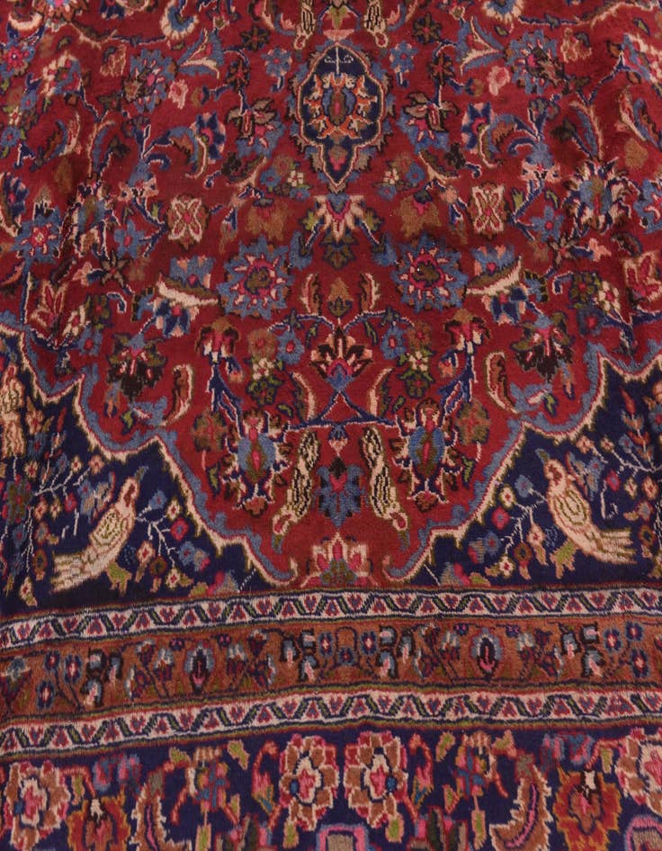 Detail image of 9' 7 x 12' 6 Hand Knotted Mashad Persian Wool Rug