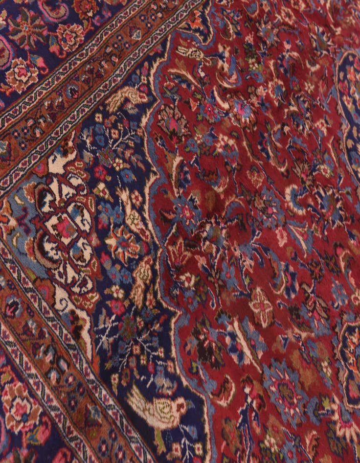 Detail image of 9' 7 x 12' 6 Hand Knotted Mashad Persian Wool Rug