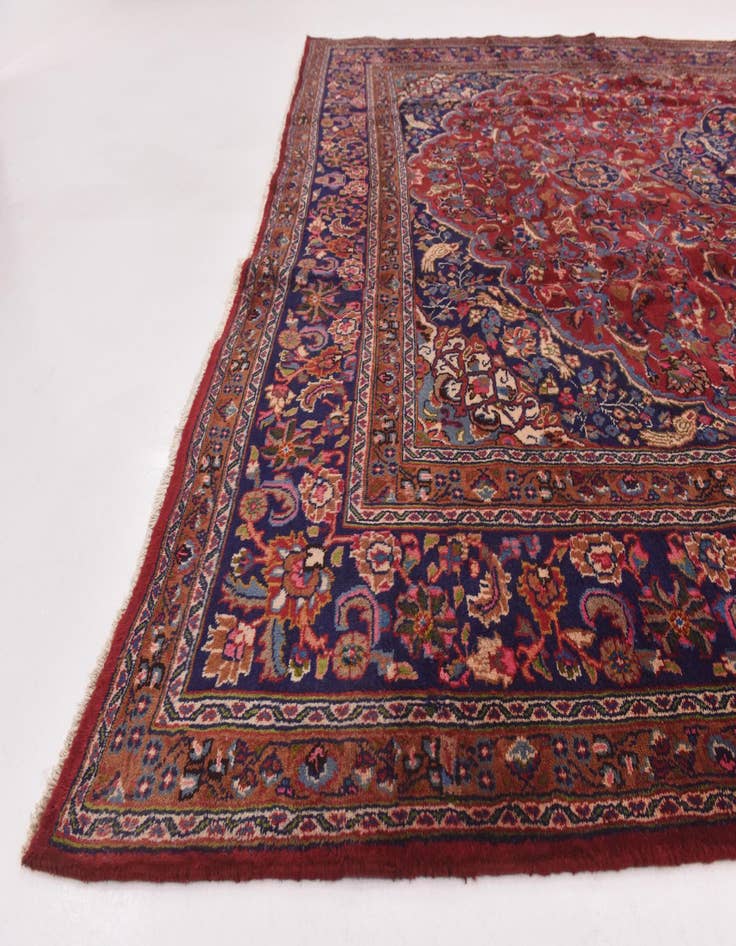 Detail image of 9' 7 x 12' 6 Hand Knotted Mashad Persian Wool Rug