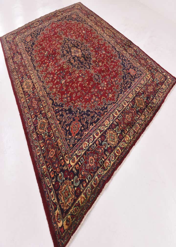 9' 7 x 12' 8 Hand Knotted Mashad Persian Wool Rug