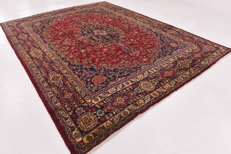 Detail image of 9' 7 x 12' 8 Hand Knotted Mashad Persian Wool Rug