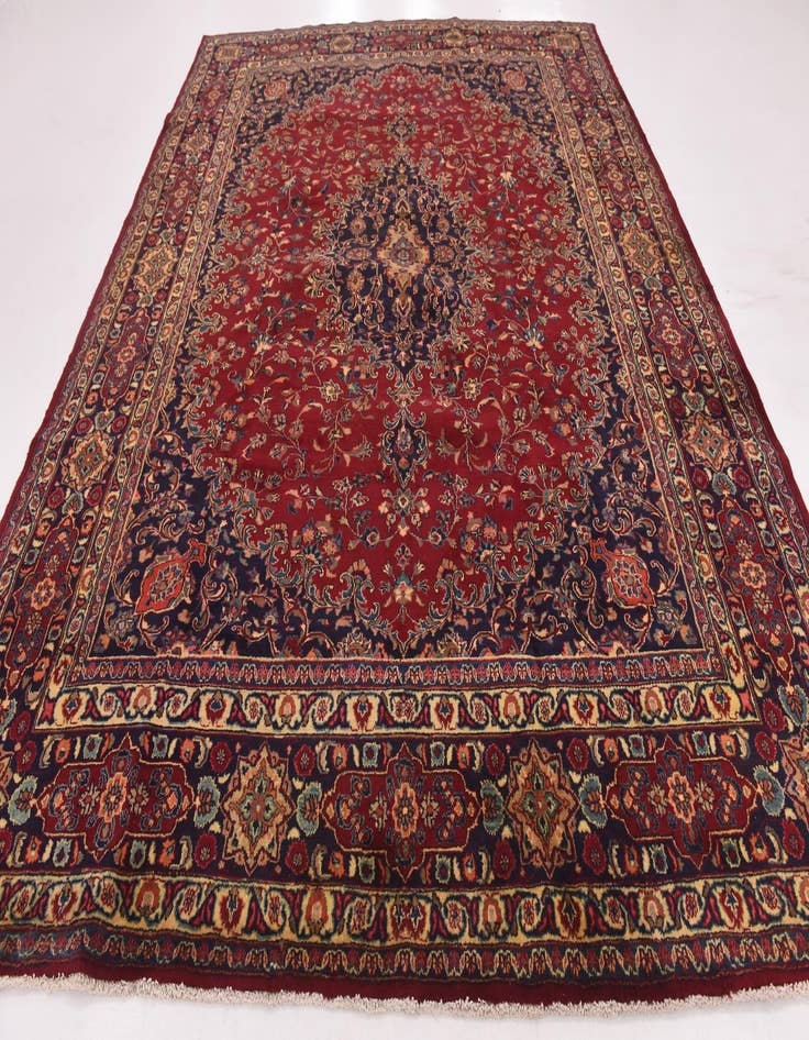 Detail image of 9' 7 x 12' 8 Hand Knotted Mashad Persian Wool Rug