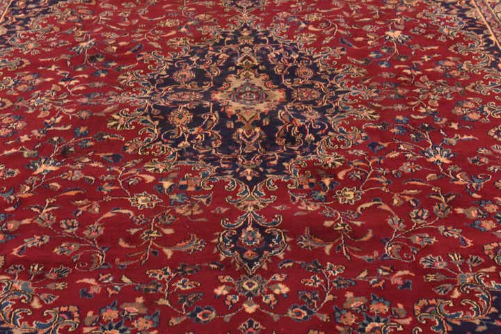 9' 7 x 12' 8 Hand Knotted Mashad Persian Wool Rug