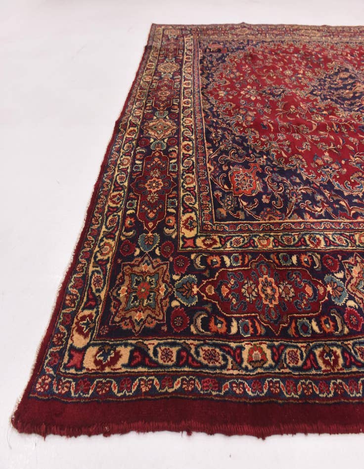 Detail image of 9' 7 x 12' 8 Hand Knotted Mashad Persian Wool Rug