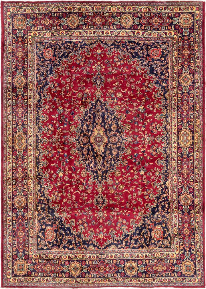 9' 7 x 12' 8 Hand Knotted Mashad Persian Wool Rug