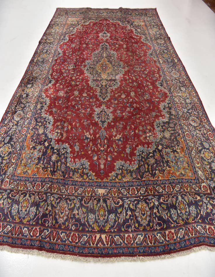 Detail image of 9' 8 x 12' 7  Hand Knotted Mashad Persian Wool Rug