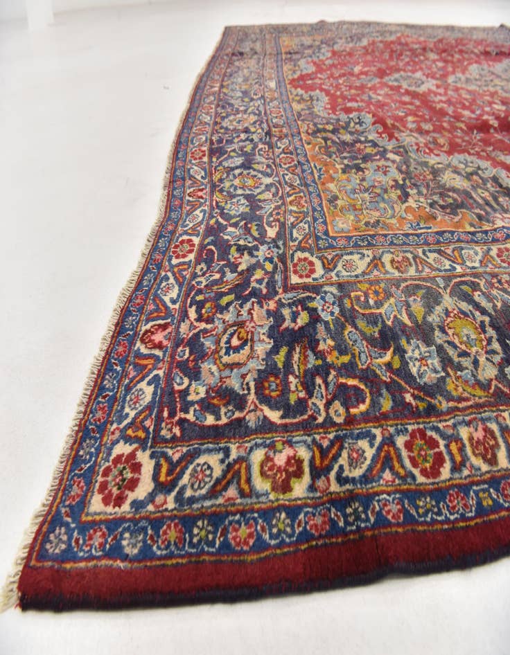 Detail image of 9' 8 x 12' 7  Hand Knotted Mashad Persian Wool Rug