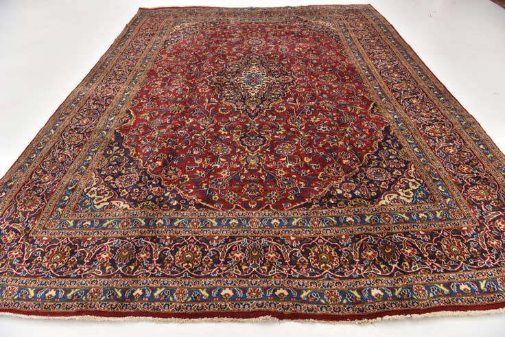 Detail image of 9' 4 x 12' 8 Hand Knotted Mashad Persian Wool Rug