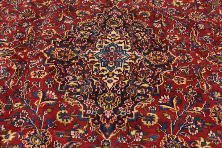 9' 4 x 12' 8 Hand Knotted Mashad Persian Wool Rug