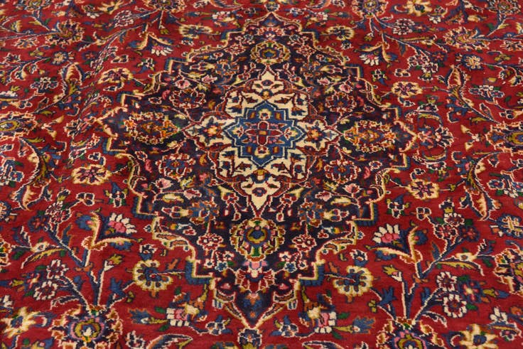 Detail image of 9' 4 x 12' 8 Hand Knotted Mashad Persian Wool Rug