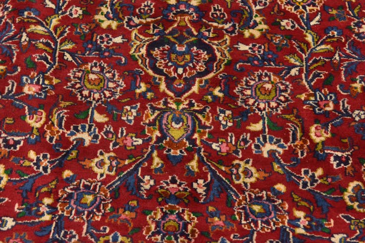 Detail image of 9' 4 x 12' 8 Hand Knotted Mashad Persian Wool Rug