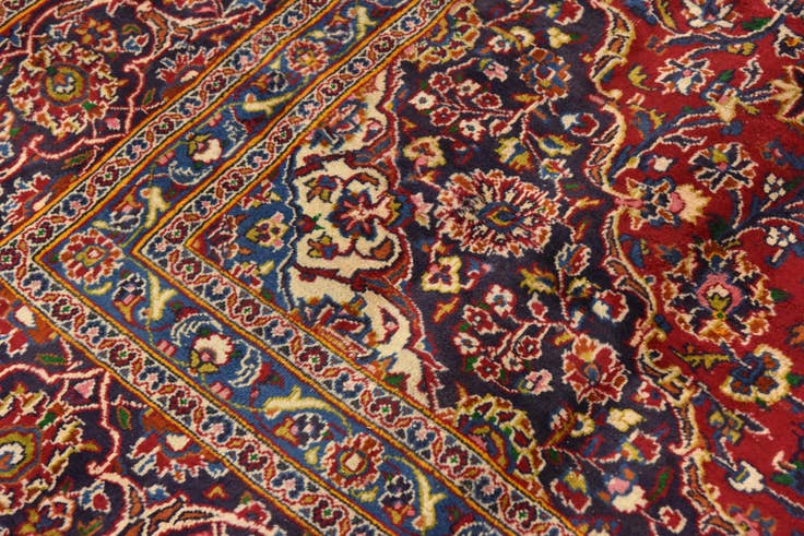 Detail image of 9' 4 x 12' 8 Hand Knotted Mashad Persian Wool Rug