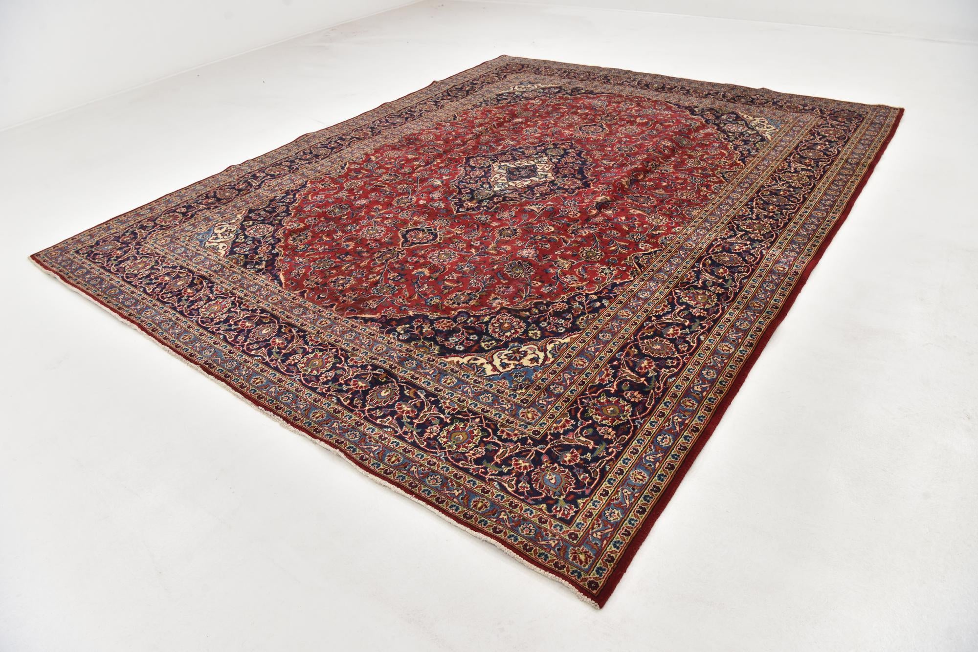 9' 9 x 12' 6 Hand Knotted Mashad Persian Wool Rug