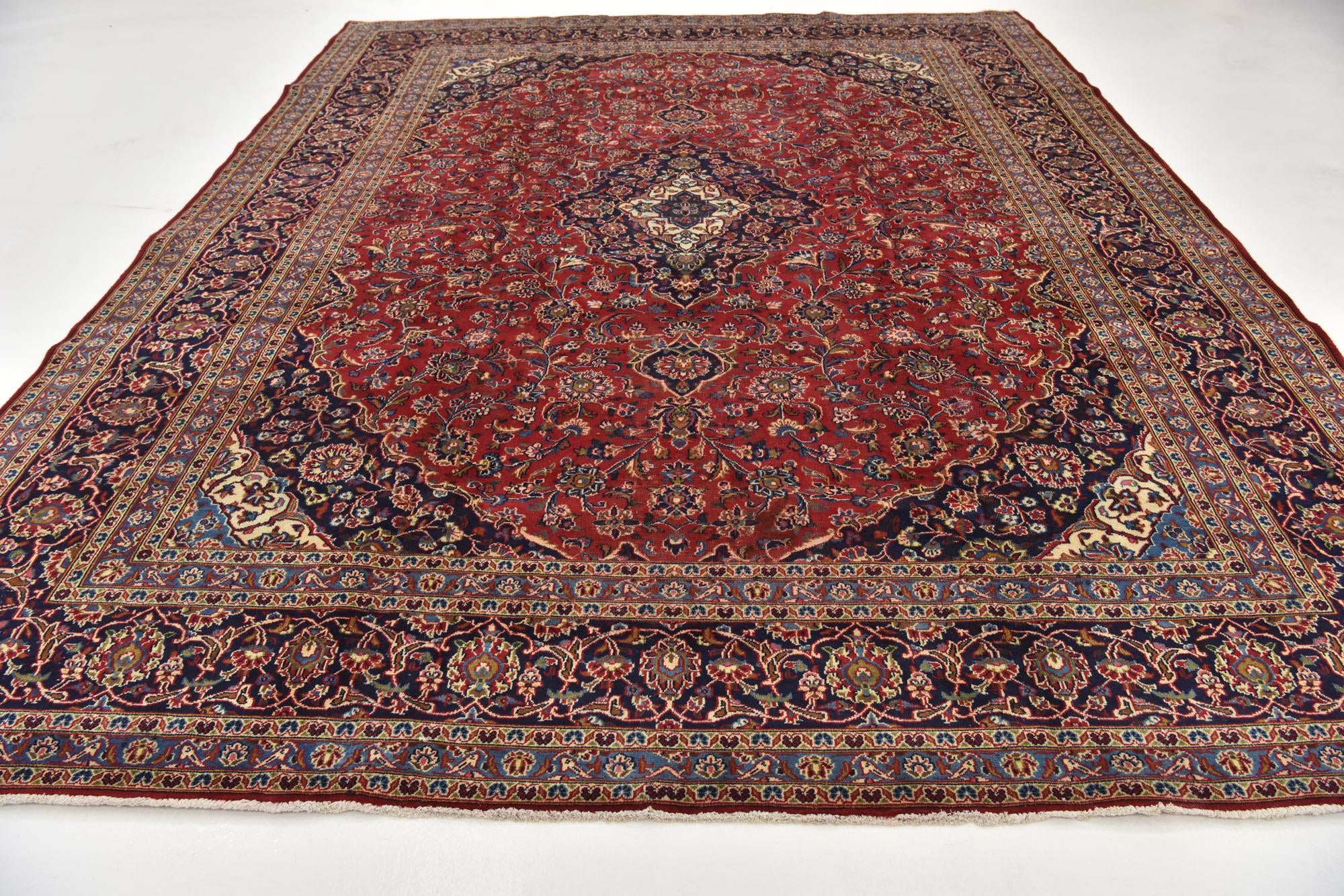9' 9 x 12' 6 Hand Knotted Mashad Persian Wool Rug