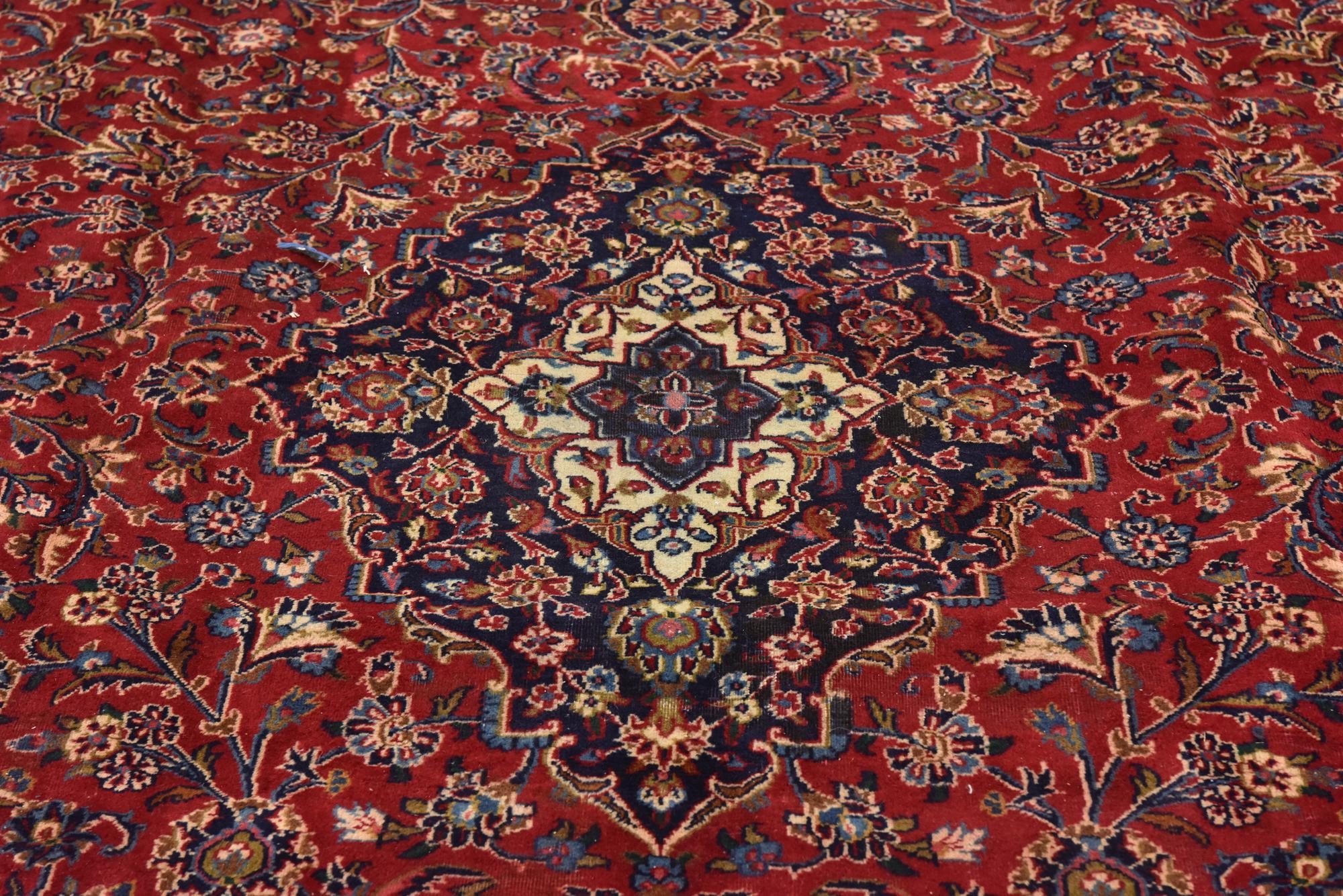 9' 9 x 12' 6 Hand Knotted Mashad Persian Wool Rug