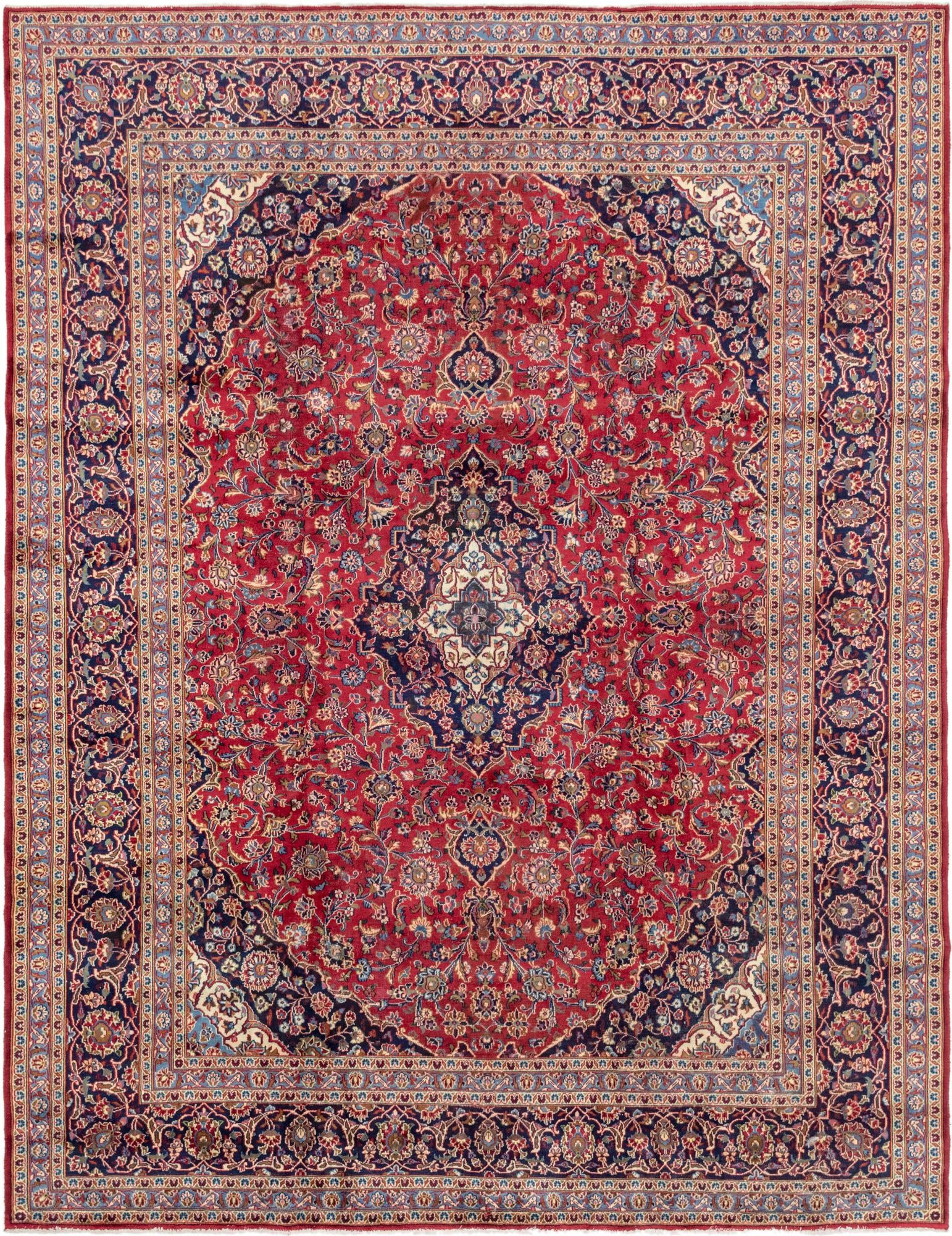 9' 9 x 12' 6 Hand Knotted Mashad Persian Wool Rug