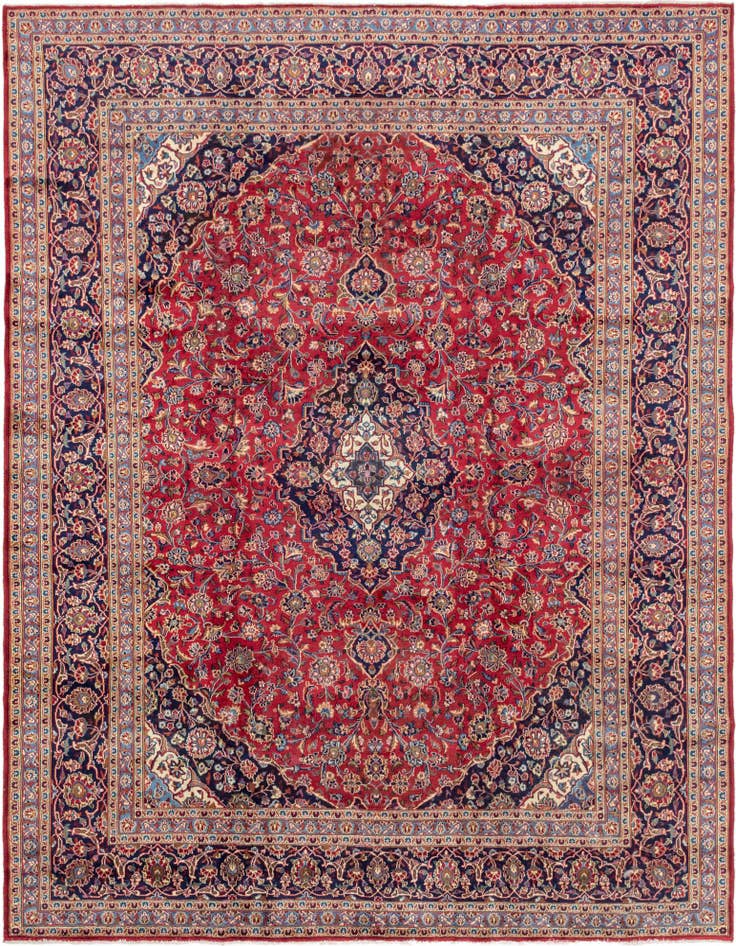 Detail image of 9' 9 x 12' 6 Hand Knotted Mashad Persian Wool Rug