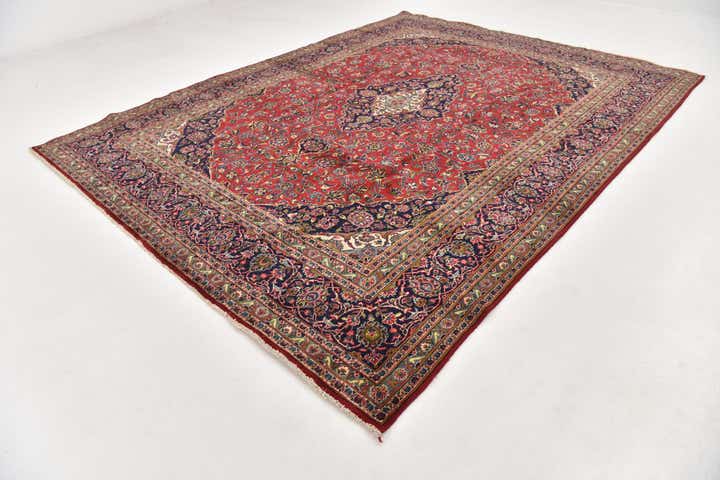 9' 4 x 12' 5 Hand Knotted Mashad Persian Wool Rug