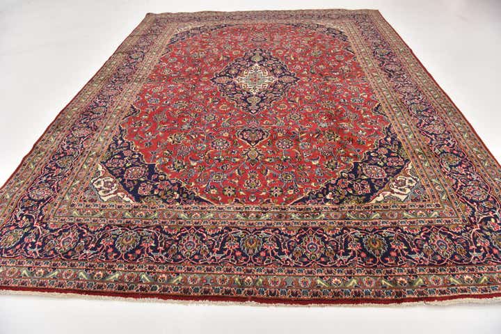 9' 4 x 12' 5 Hand Knotted Mashad Persian Wool Rug