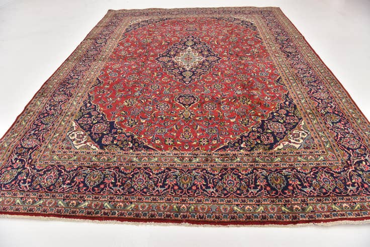 Detail image of 9' 4 x 12' 5 Hand Knotted Mashad Persian Wool Rug