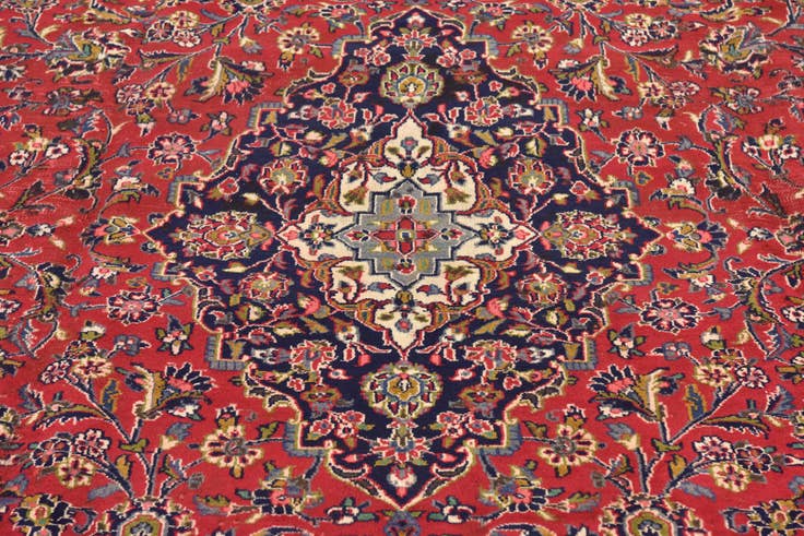 Detail image of 9' 4 x 12' 5 Hand Knotted Mashad Persian Wool Rug