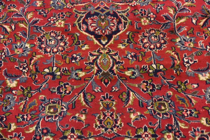 Detail image of 9' 4 x 12' 5 Hand Knotted Mashad Persian Wool Rug