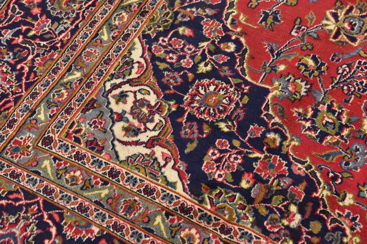 Detail image of 9' 4 x 12' 5 Hand Knotted Mashad Persian Wool Rug