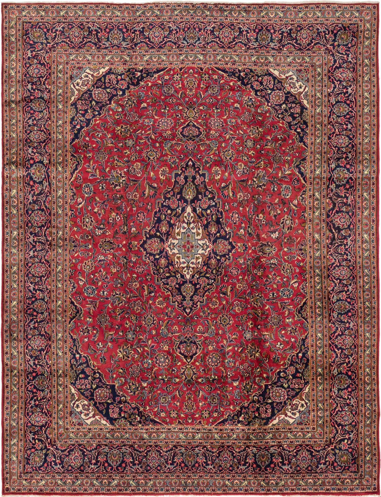 9' 4 x 12' 5 Hand Knotted Mashad Persian Wool Rug
