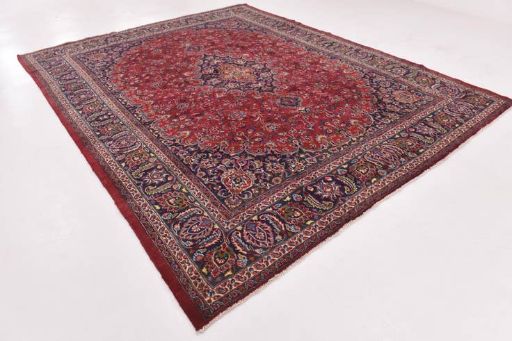 Detail image of 9' 8 x 12' 7 Hand Knotted Mashad Persian Wool Rug