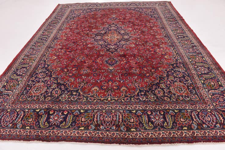 Detail image of 9' 8 x 12' 7 Hand Knotted Mashad Persian Wool Rug