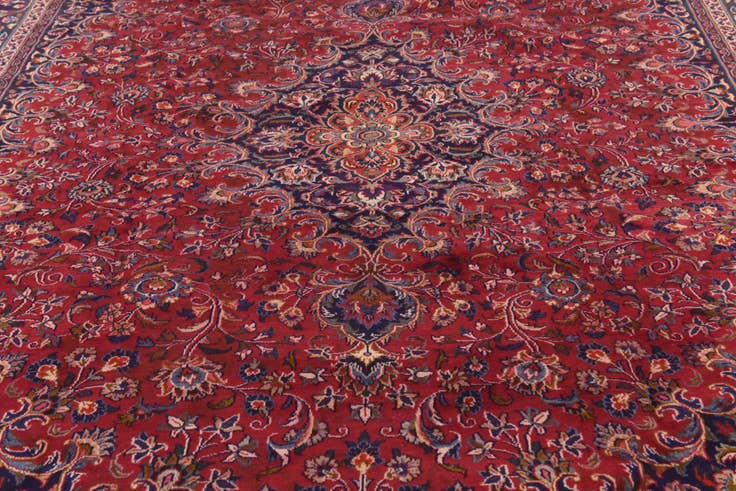 Detail image of 9' 8 x 12' 7 Hand Knotted Mashad Persian Wool Rug