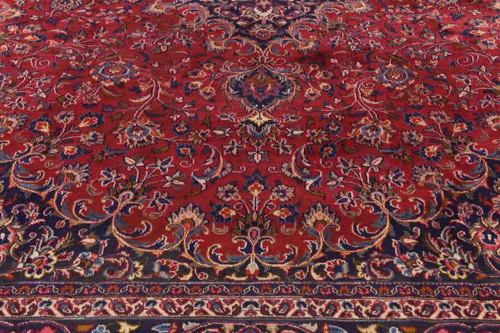 9' 8 x 12' 7 Hand Knotted Mashad Persian Wool Rug