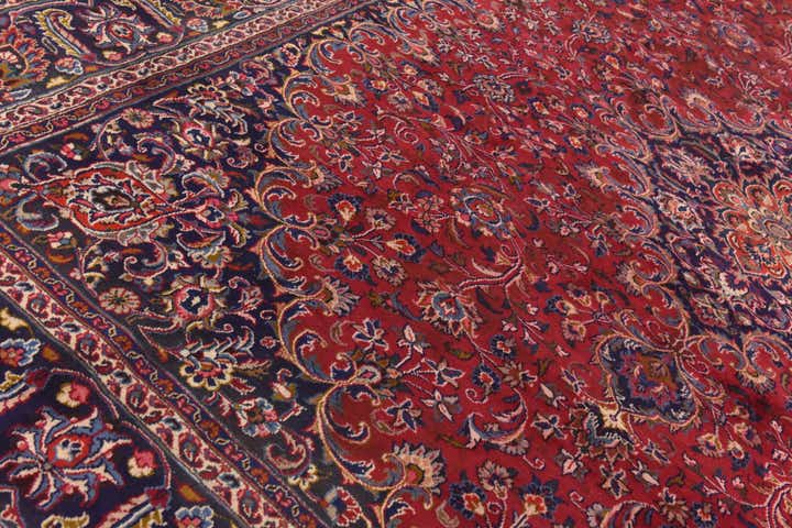 9' 8 x 12' 7 Hand Knotted Mashad Persian Wool Rug