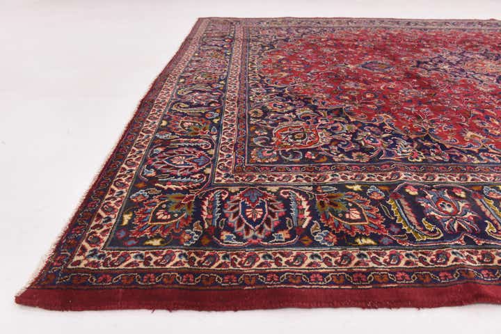 9' 8 x 12' 7 Hand Knotted Mashad Persian Wool Rug
