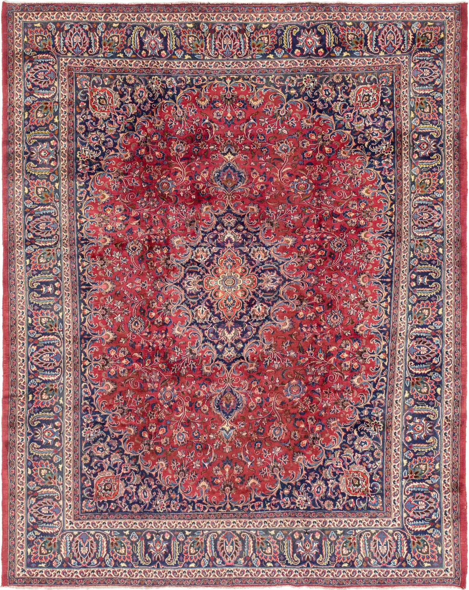 9' 8 x 12' 7 Hand Knotted Mashad Persian Wool Rug