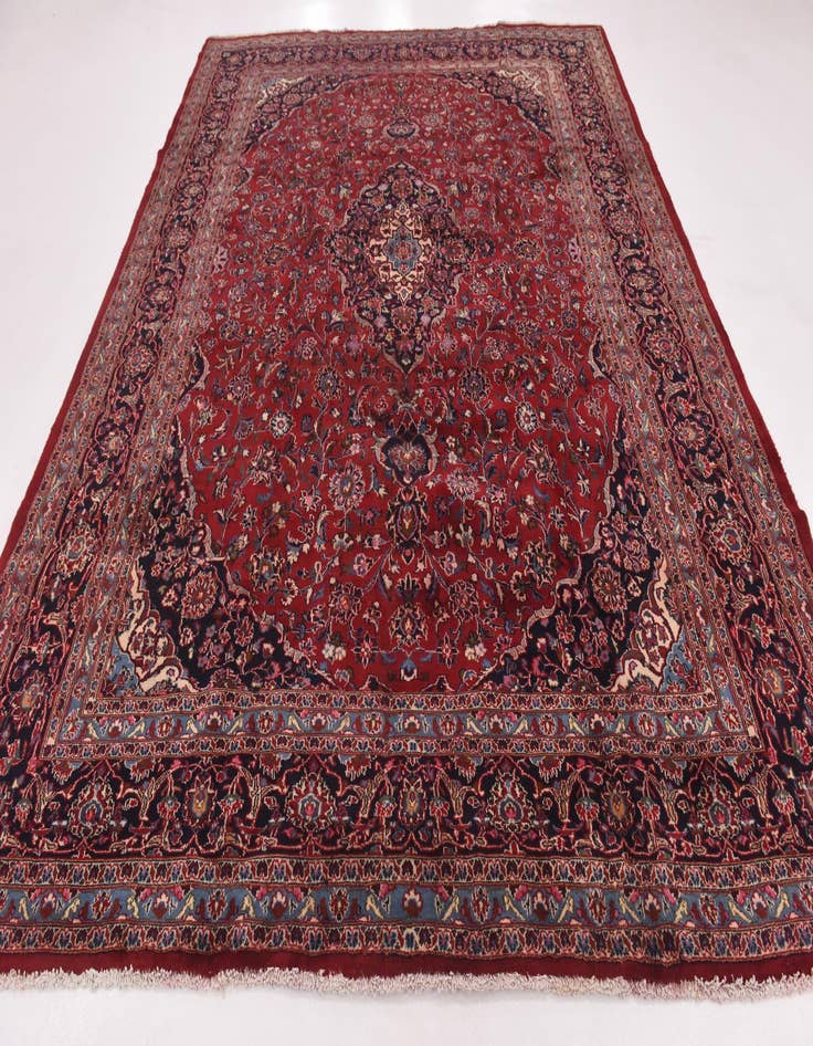 Detail image of 9' 6 x 12' 4 Hand Knotted Mashad Persian Wool Rug