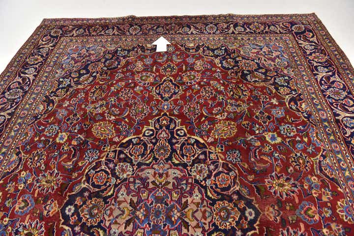 9' 7 x 12' 8 Hand Knotted Mashad Persian Wool Rug