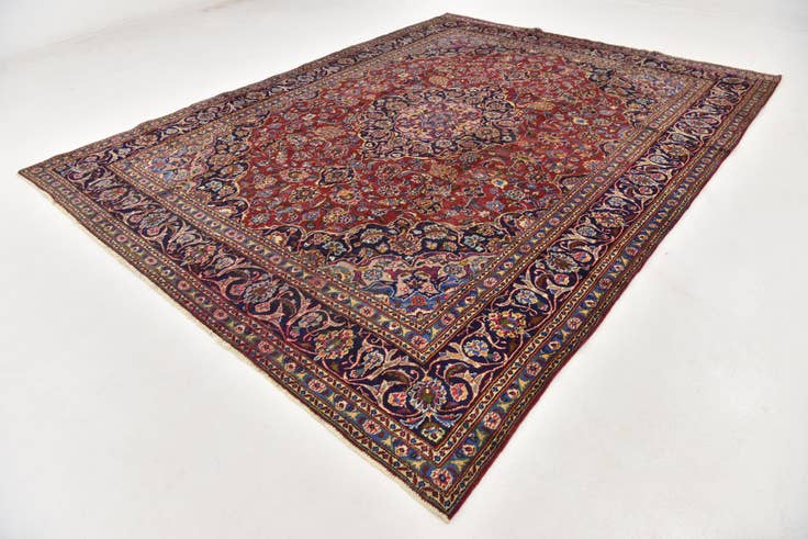 Detail image of 9' 7 x 12' 8 Hand Knotted Mashad Persian Wool Rug