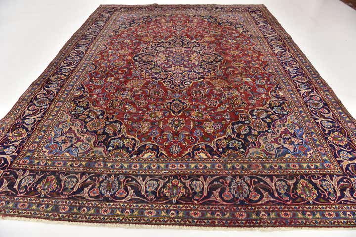 9' 7 x 12' 8 Hand Knotted Mashad Persian Wool Rug