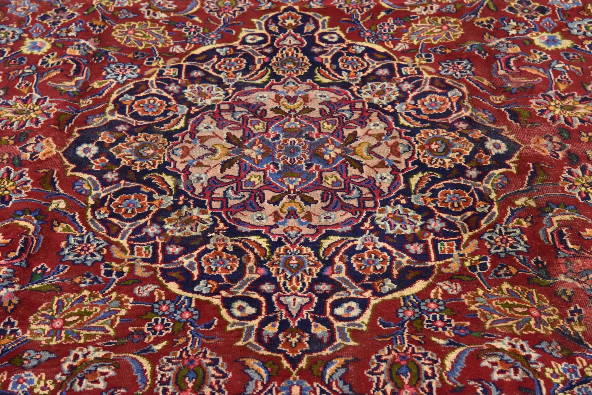 9' 7 x 12' 8 Hand Knotted Mashad Persian Wool Rug