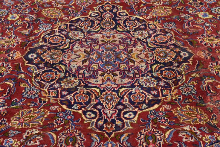 Detail image of 9' 7 x 12' 8 Hand Knotted Mashad Persian Wool Rug