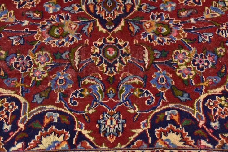 Detail image of 9' 7 x 12' 8 Hand Knotted Mashad Persian Wool Rug