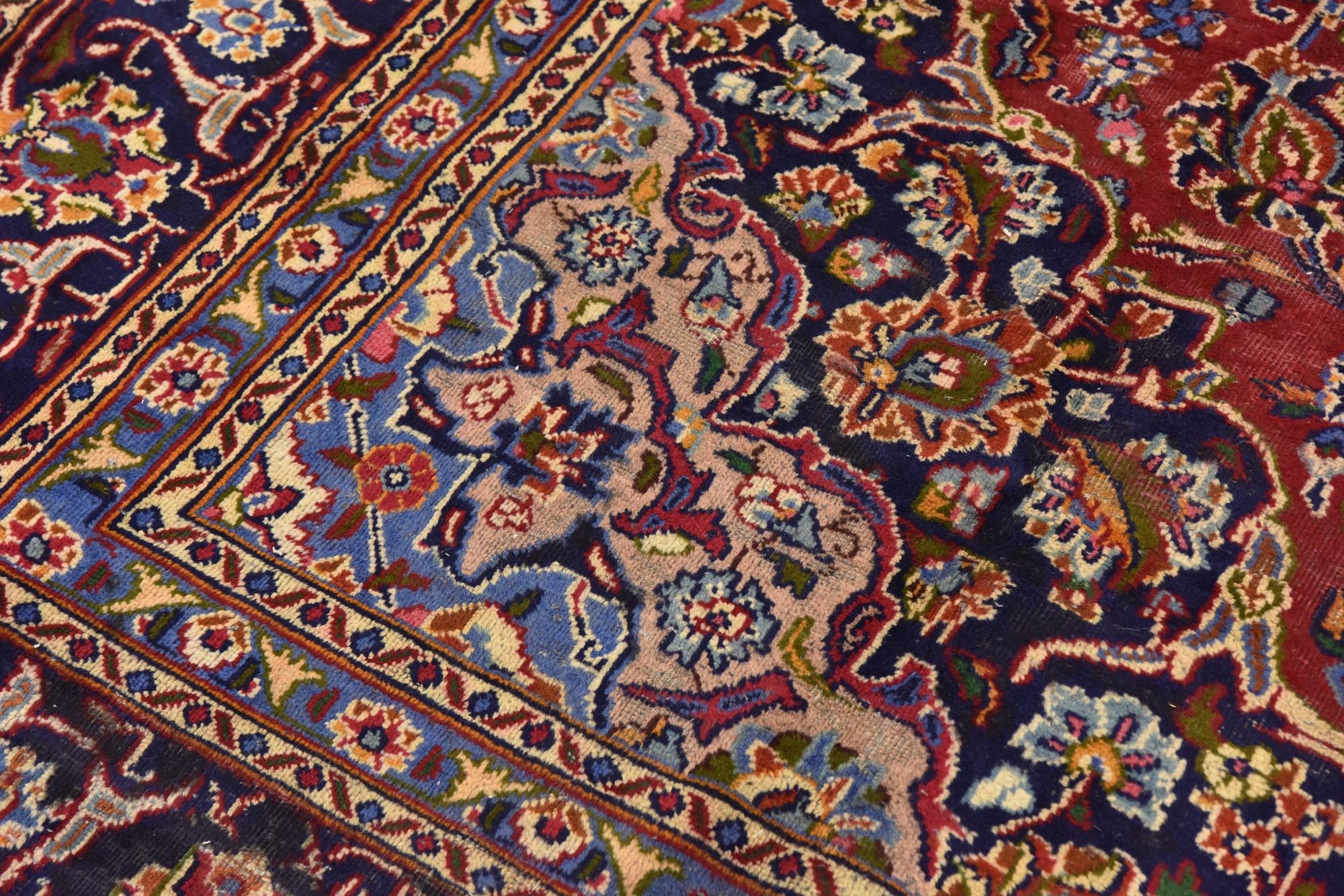 9' 7 x 12' 8 Hand Knotted Mashad Persian Wool Rug