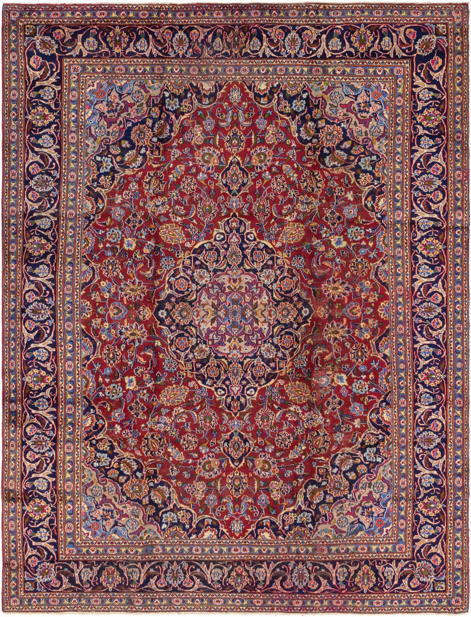 9' 7 x 12' 8 Hand Knotted Mashad Persian Wool Rug