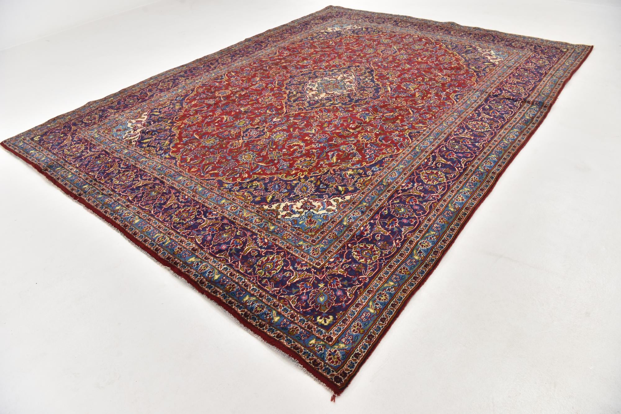 9' 7 x 13' Hand Knotted Mashad Persian Wool Rug