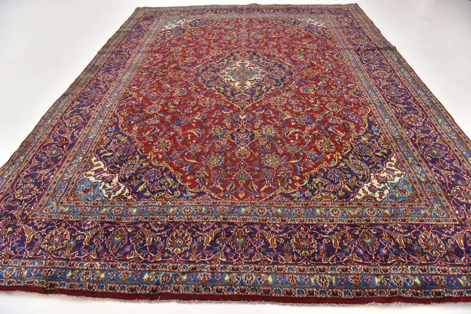 9' 7 x 13' Hand Knotted Mashad Persian Wool Rug