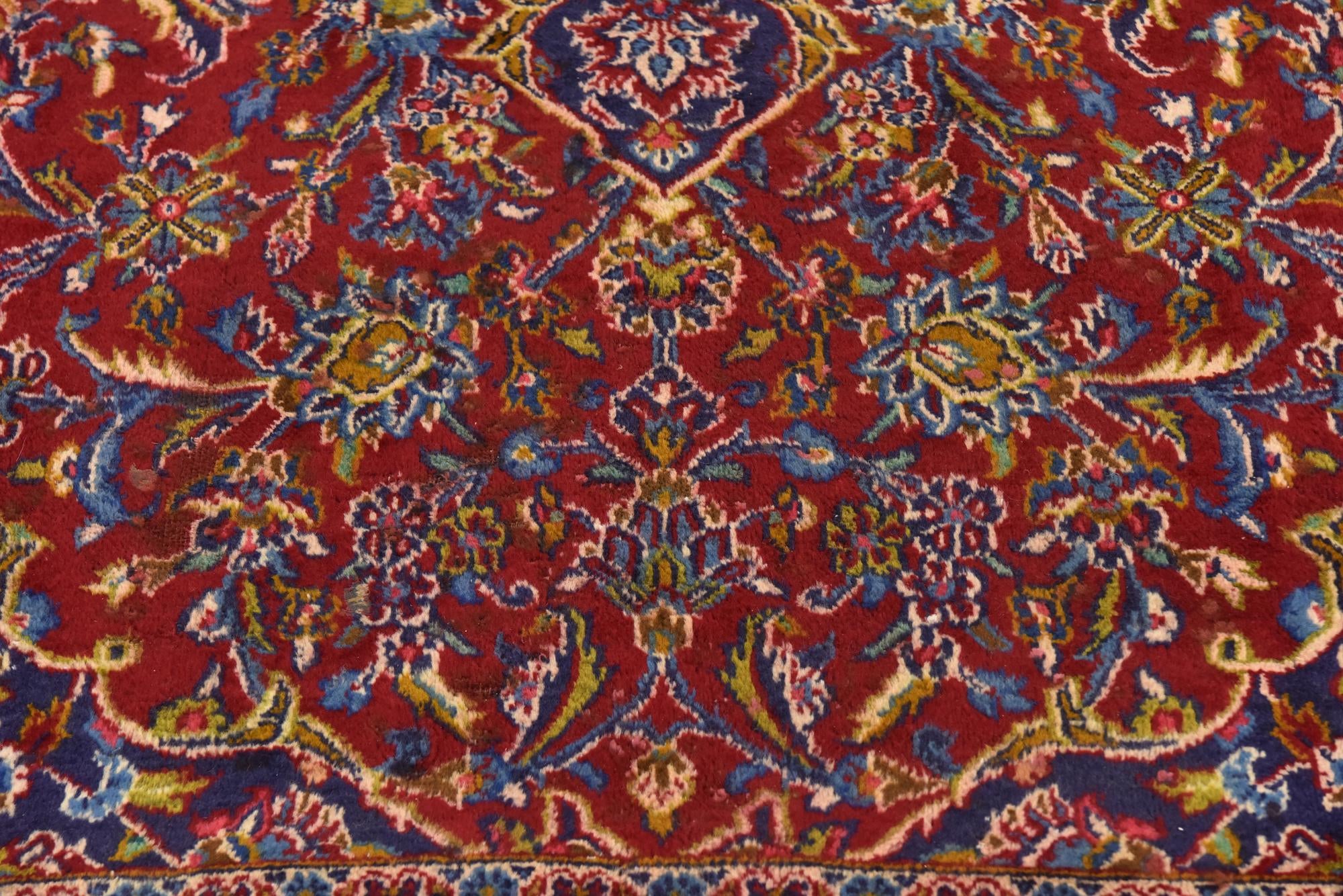9' 7 x 13' Hand Knotted Mashad Persian Wool Rug